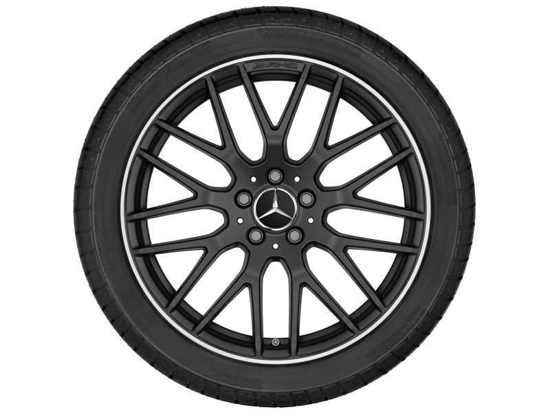 Легкосплавный колесный диск AMG, с крестообразными спицами, 48,3 см (19"),Полированный обод 8 J x 19 ET 48, Черный матовый