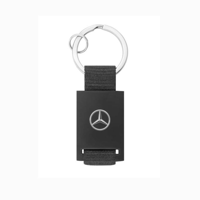 Брелок Mercedes-Benz Key Ring, black/silver, diecast zinc/leatherette