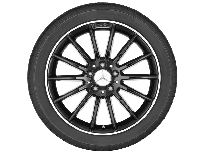 Многоспицевый колесный диск AMG, 45,7 см (18"),Полированный обод 7,5 J x 18 ET 52, черный